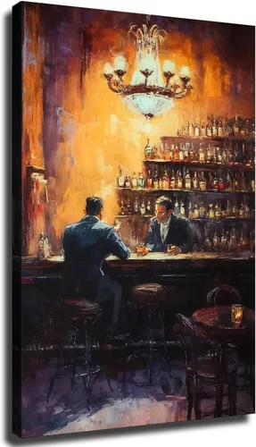 Vista 17 de CIDLNMY Póster de lienzo de la época de la Prohibición Speakeasy, póster vintage de la vida nocturna de los años 1920, arte de pared para salón