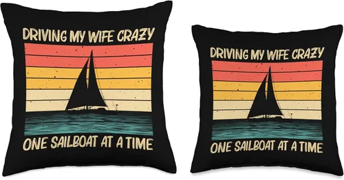 Vista 3 de Funny Sailing Gift Sailboat Accessories & Stuff Cool Men Mom - Almohada náutica de vela, 16 x 16 pulgadas, multicolor