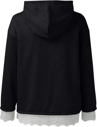 Vista 4 de wjiNFDFG Solid Hoodie Women's CasualSsolid Color Lace Edge Hooded Sweater Women's Sweater Pullover