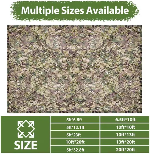 Vista 8 de Camo Netting Camouflage Netting with Mesh Backing Military Camo Nets Sunshade Fence Tarp Net Lightweight Great for Duck Hunting Blind Shooting