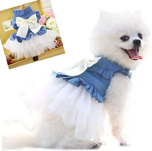 Vista 54 de ANIAC Daisy Vestidos para Perros Pequeños Hembra con Anillo para Correa, Nudo de Lazo Vestido de Boda para Cachorra, Traje de Gato de San Valentín
