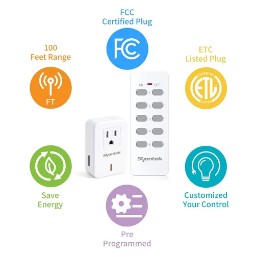 Vista 3 de Toma de Corriente con Control Remoto Interruptor de Luz Inalámbrico para Electrodomésticos, Kit de Interruptor de Luz Remoto Expandible, Alcance