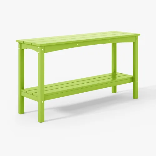 Vista 11 de WestinTrends Malibu - Mesa consola Adirondack de 55 pulgadas para patio al aire libre, 2 niveles, teca