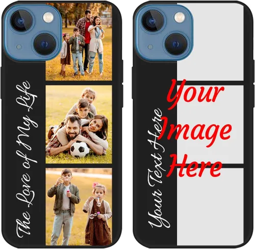 Vista 8 de Funda de teléfono con foto personalizada para iPhone 13 Mini, imagen/texto personalizados, funda negra delgada y suave, regalo único de nicho