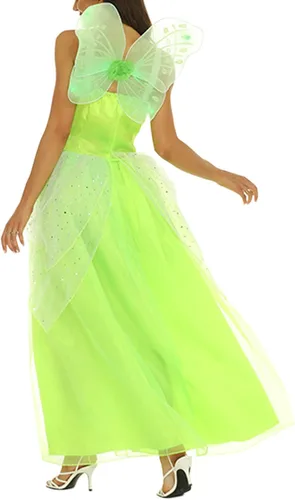 Vista 4 de Vestido de princesa de hada Tinkerbell para mujer, disfraz de ala de elfo, vestido de cosplay para fiesta
