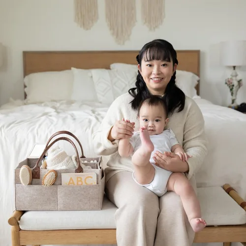 Vista 8 de Lily Miles Organizador de pañales para bebé, cesta de almacenamiento para recién nacidos, regalo neutro para baby shower, imprescindible