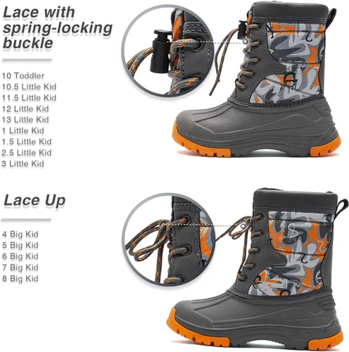 Vista 2 de BODATU Botas de nieve impermeables para niños con aislamiento para clima frío