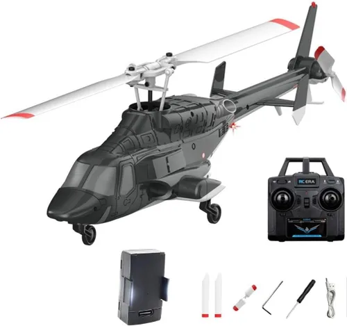 Vista 4 de Modelo de helicóptero RC, A61 escala 1/53 Air-Wolf 2.4G 4CH avión RC de un solo rotor con retención de altitud de flujo óptico