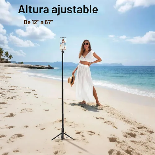 Vista 2 de Trípode magnético para selfie, soporte magnético extensible de aluminio de 67 pulgadas para MagSafe, giratorio de 360° y inclinación de 330°