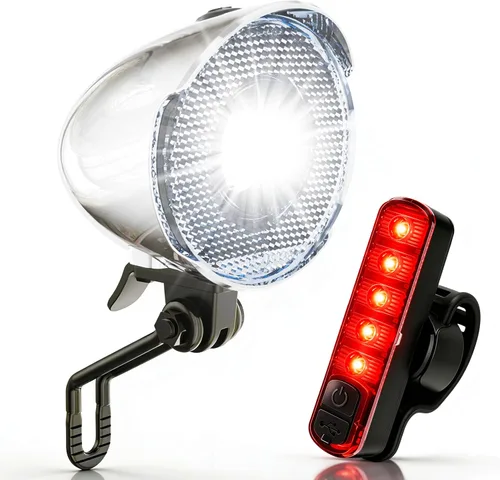 Vista 12 de Vintage Bicycle Light, 350Lumen High‑Brightness Retro BicycleHeadlight, Night Riding SafetyLight with Bracket Negro