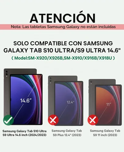 Vista 2 de GreenLaw - Funda con teclado para Galaxy Tab S10/S9 Ultra de 14,6 pulgadas Funda para teclado con panel táctil inteligente, magnético desmontable