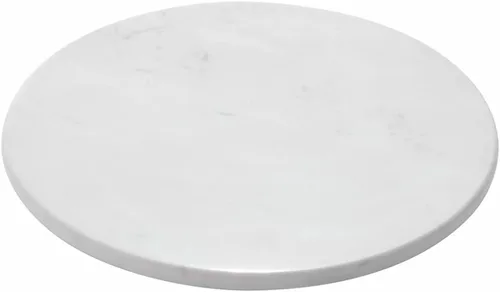 Vista 10 de Bandeja Redonda Natural de Mármol Suave para Pastelería para Postres, Queso, Café, Mate en Ambos Lados (Travertino Beige)