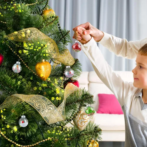 Vista 6 de 50 Piezas Adornos de Bola Redondos de Navidad de Plástico Transparente de 2.36 Pulgadas a Granel Parte Superior Removible Adornos Colgantes