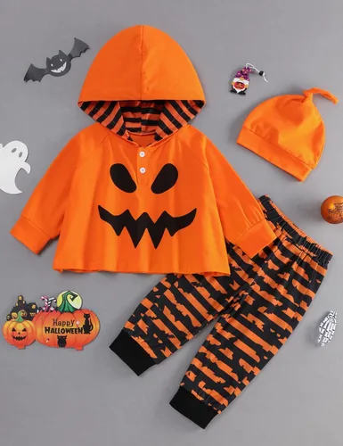 Vista 2 de Sudadera con capucha para bebé niño de Halloween, sudadera con capucha y estampado de murciélagos, ropa de Halloween para bebé, 6 meses-3 años