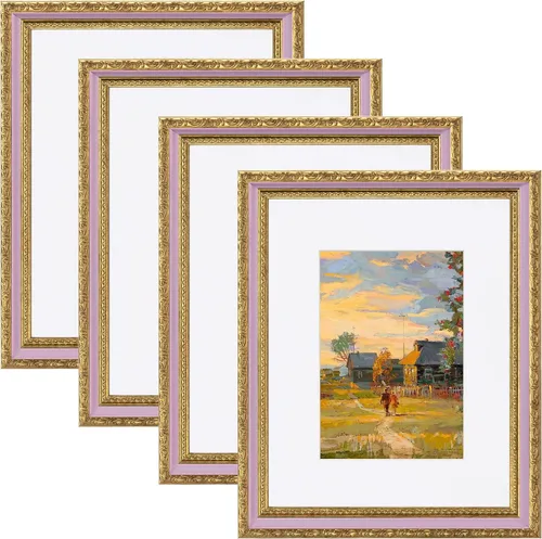 Vista 55 de eletecpro 8x10 Vintage Picture Frame, Glass Cover, Gold, 4-Pack Dorado