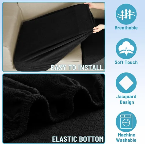 Vista 5 de HDCAXKJ Fundas de cojín impermeables para sofá modular de 3 piezas, funda elástica para sofá en forma de L, juego de fundas elásticas para sofá
