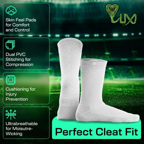 Vista 4 de LUX Sports Calcetines delgados de agarre antideslizante para deportes con tacos - Calcetines antideslizantes que absorben la humedad para hombres