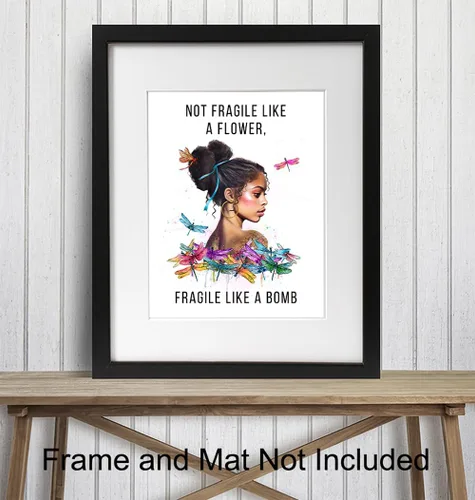 Vista 3 de African American Decor - African American Gifts for Women - Black Girl Wall Art - Not Fragile Like A Flower - Motivation Inspiration Wall Art &
