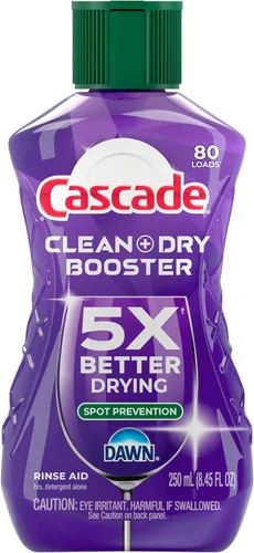 Vista 10 de Cascade Rinse Aid Clean & Dry Booster Dishwasher Liquid, Gel & Detergent Pods for Sparkling Clean Dishes, Dishwasher Soap, Tablets & Rinse Aid Dry
