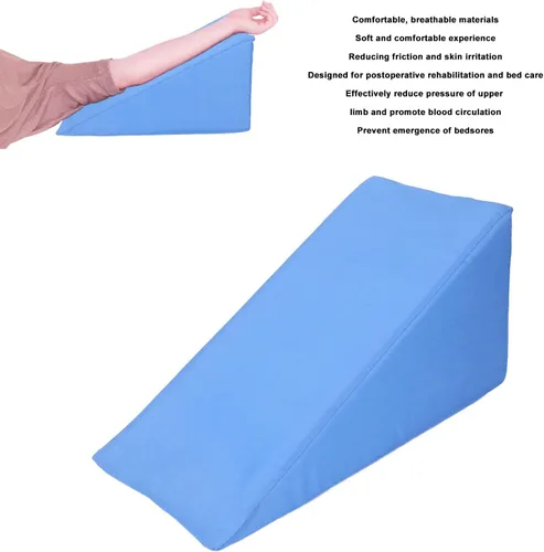 Vista 3 de Almohada de cuña, almohada de cuña para dormir, almohada triangular, esponja de espuma triangular para el brazo delantero (azul)