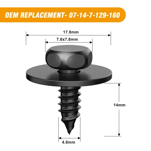 Vista 2 de GOOACC 25Pcs Tornillos Hexagonales M4.8-1.61 x 16mm para Protección de Salpicaduras de Motor, Reemplazo de Cubierta de Parachoques para BMW 128i 25
