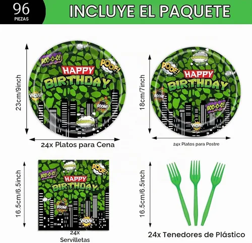 Vista 2 de Vajilla de cumpleaños de superhéroe ninja para niños, 24 invitados