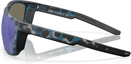 Vista 3 de Costa Man - Gafas de sol con montura negra mate, lentes de espejo azul, 2.44 pulgadas Deep Water Camo/Azul Espejo 20.46 oz