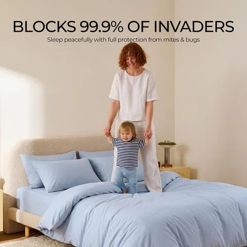 Vista 6 de Protectores de almohada de algodón estándar, paquete de 2 y funda