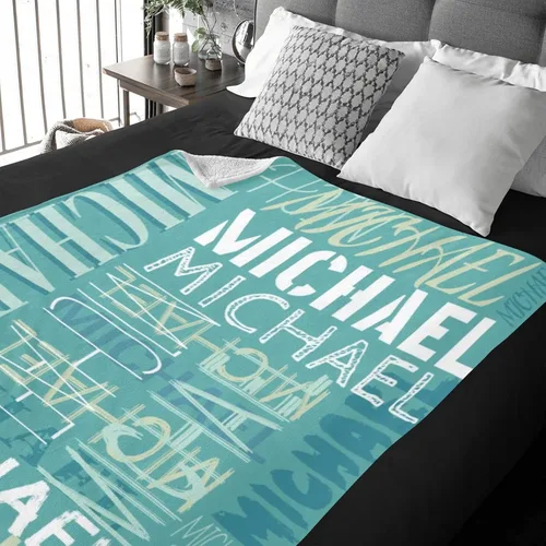 Vista 3 de Mantas personalizadas con nombre para niños y adultos, manta de franela personalizada con nombre para bebé, niña, niño, regalos personalizados