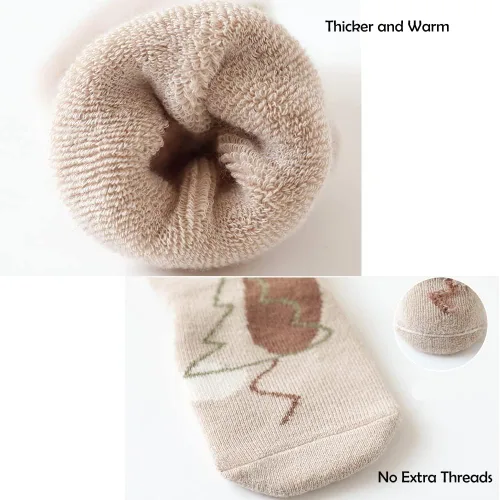 Vista 6 de Exegawe Baby Non Slip Socks Winter 5 Pairs Kid Thick Warm Crew Socks with Grips