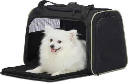 Vista 20 de PETSFIT Transportador de mascotas aprobado por aerolíneas con alfombrilla extensible, transportador de perros para perros pequeños, aprobado por