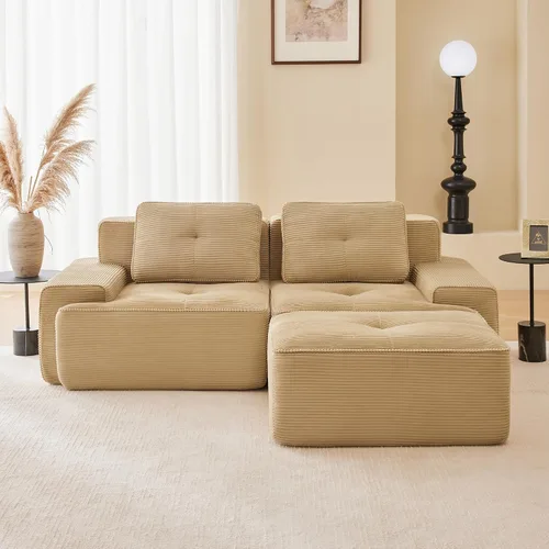 Vista 92 de Sofás modulares sin hueso de 152.8 pulgadas para sala de estar, sofá modular con diván en forma de L, cómodo asiento profundo tapizado de tela