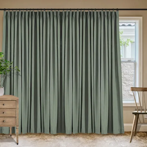 Vista 108 de Frelement Cortinas plisadas de lino de algodón de 100 pulgadas de ancho y 102 pulgadas de largo, cortinas con reducción de ruido para sala