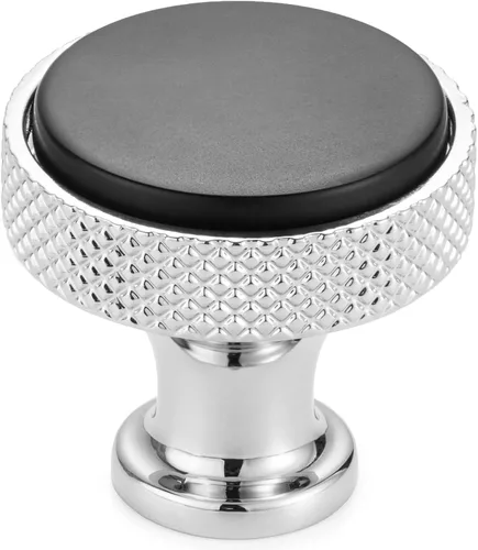 Vista 29 de Koofizo - Paquete de 10 tiradores de gabinete estriados para armario, manija negra para muebles (1.1 pulgadas/28 mm), herrajes sólidos K22
