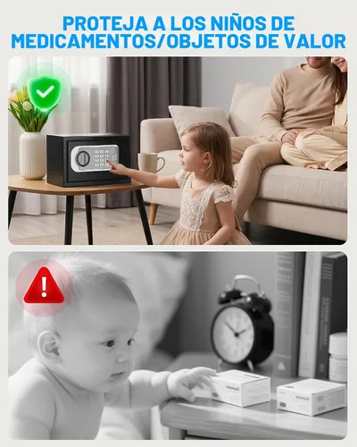 Vista 4 de [Mejorada] Cajas fuertes pequeñas para dormitorio en casa, mini caja fuerte