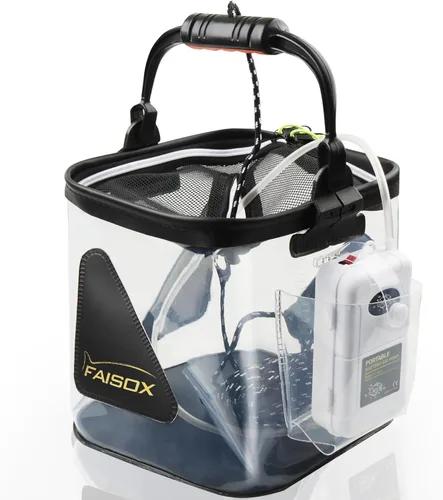 Vista 6 de Minnow Bucket - Depósito transparente para pesca de 7L/10L/12L, contenedor transparente para pesca con tapas de red