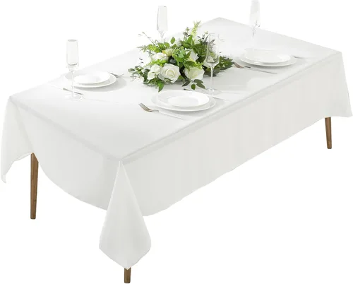Vista 25 de Paquete de 2 Manteles Redondos de 120 Pulgadas de Carbón, Mantel de Poliéster Lavable para Uso en el Hogar, Fiestas, Bodas o Restaurantes. Gris
