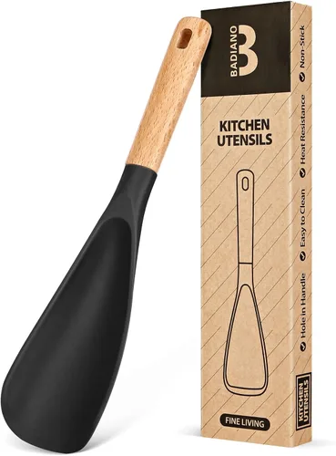 Vista 19 de Cuchara de cocina para utensilios de cocina antiadherentes, ideal para cocinar y servir silicona mate resistente sin BPA, cuchara con mango de Verde