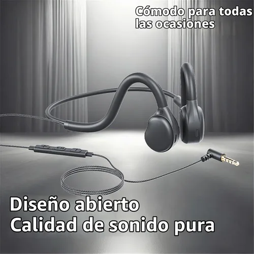 Vista 4 de Auriculares de oreja abierta de conducción de aire, auriculares con cable de 0.138 in y micrófono integrado adecuados para actividades al aire libre