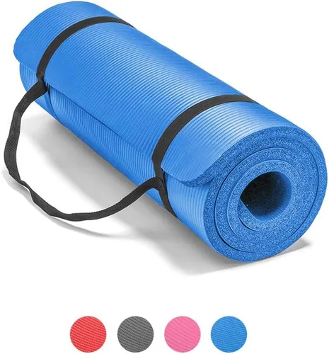 Vista 9 de LOKATSE Home - Tapete de yoga grueso multiusos con correa de transporte de alta densidad Gris