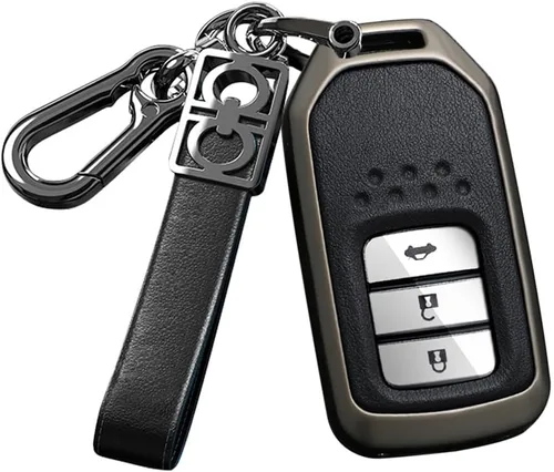 Vista 14 de ontto Funda de metal y cuero para llave de automóvil para Honda Civic Accord Pilot CRV HRV CRZ Fit Odyssey JED Crosstour Ridgeline Crider Spirior