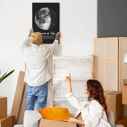 Vista 2 de TM TEEMAN Imagen personalizada de fase lunar – Arte personalizado de fase lunar This is What The Moon Looked like – Regalos personalizados de fase