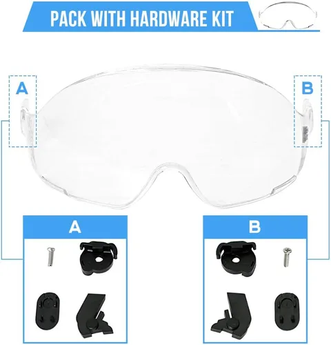 Vista 3 de AOLAMEGS Accesorios para casco duro, visera transparente, material de PC, casco de seguridad, reemplazo de gafas EN 166, aprobado lente