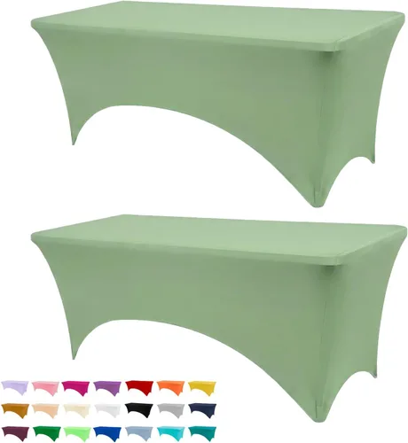 Vista 27 de BDDC - Funda de mesa ajustada de 4 pies, manteles de elastano negros, manteles elásticos lavables y resistentes a las arrugas para eventos, bodas