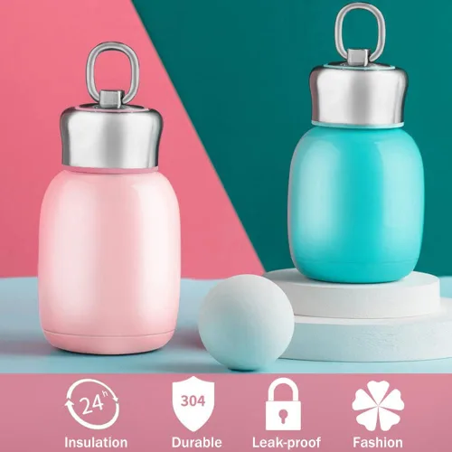 Vista 2 de Gets Mini botella de agua de acero inoxidable de 7 onzas, portátil pequeña botella de agua deportiva aislada al vacío, a prueba de fugas, vaso
