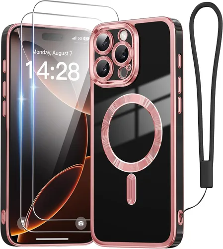 Vista 11 de Meifigno Funda para iPhone 16 Pro Max de 6.9 pulgadas, [correa de muñeca y 2 protectores de pantalla] [protección de cámara elevada envolvente]