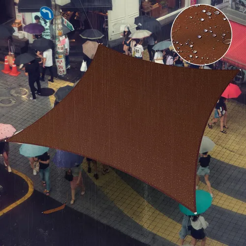 Vista 2 de Amgo Toldo parasol cuadrado rectangular marrón de 4 x 4 pies para hacer toldo UPF50+, 98% de bloqueo UV, resistente al agua, patio trasero o jardín