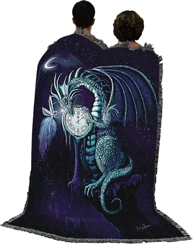 Vista 18 de Pure Country Weavers Rose Khan - Manta con diseño de dragón del tiempo de amatista tejida de algodón, hecha en los Estados Unidos (72 x 54 pulgadas)