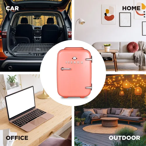 Vista 6 de ICEBOX IBMF4BLS - Mini refrigerador para dormitorio, refrigerador para el cuidado de la piel, enfriador portátil y calentador para maquillaje