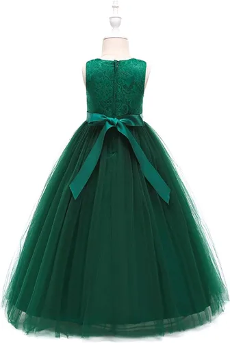 Vista 7 de Glamulice Flower Girls Lace Bridesmaid Dress Princess Elegant Tulle Long A Line Dresses Pageant Wedding Party Ball Gown
